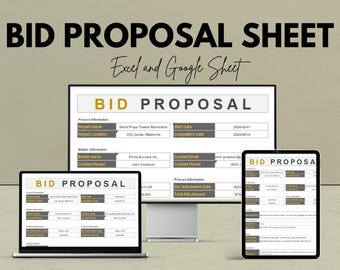 Bid Proposal Template - Excel & Google Sheets | Professional Proposal Generator | Project Bid Template