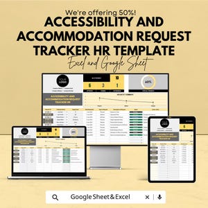 Accessibility and Accommodation Request Tracker HR Template | Excel & Google Sheets | HR Accessibility Compliance Tool