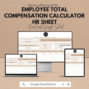 Employee Total Compensation Calculator HR Template | Excel & Google Sheet | Calculate Employee Salary, Benefits, and Bonuses
