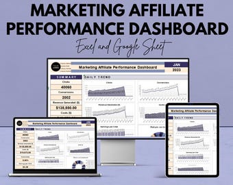 Resultatöversikt för affiliate-marknadsföring - Excel- och Google Sheet-mall för spårning av affiliate-marknadsföring