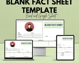 Blank Fact Sheet Vorlage | Excel und Google Sheets | Kundeninformationsblatt | Steckbrief | Bearbeitbares Datenblatt zum ausdrucken