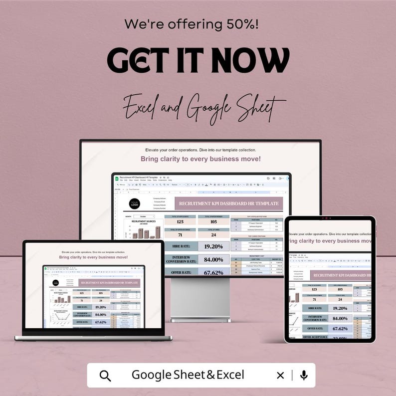 Recruitment KPI Dashboard HR Template - Google Sheet | HR Metrics ...