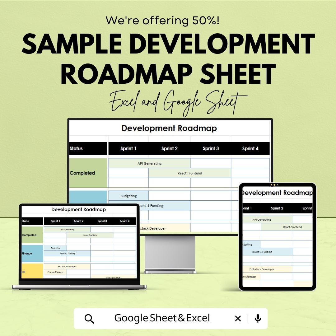 Sample Development Roadmap Sheet | Excel & Google Sheets Template ...