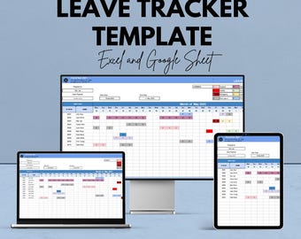 Leave Tracker Template  | Employee Leave Calendar | PTO Vacation Tracker | HR Absence Management Spreadsheet | Staff Leave Log