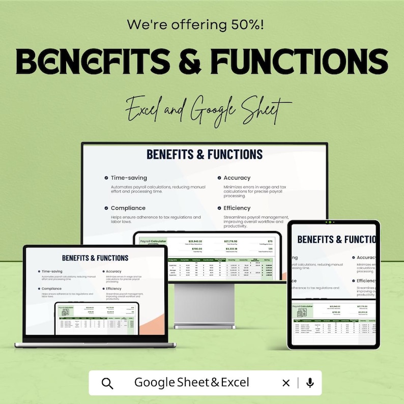 Payroll Calculator Sheet | Google Sheets & Excel Template | Automated ...