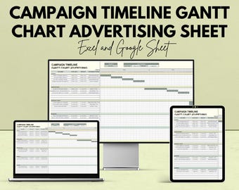 Advertising Gantt Chart Template | Campaign Timeline & Media Planning Tracker | Google Sheets and Excel