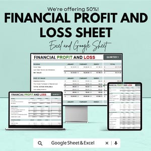 Financial Profit and Loss Sheet | Budget Management and Expense Tracker | Google Sheets | Instant Download for Small Business & Personal Use