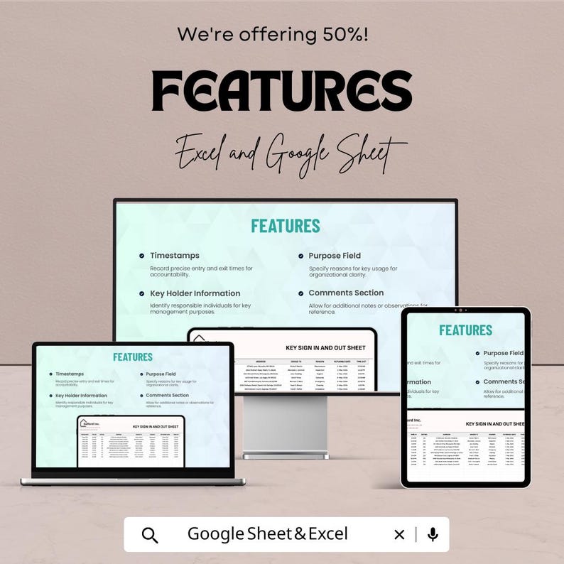 Key Sign in and Out Sheet – Excel and Google Sheet Template | Track Key ...