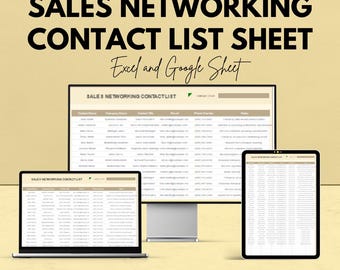 営業ネットワーク連絡先リストシート | Excel および Google スプレッドシート | ビジネス連絡先トラッカー | CRM スプレッドシートテンプレート | 編集可能 & 印刷可能