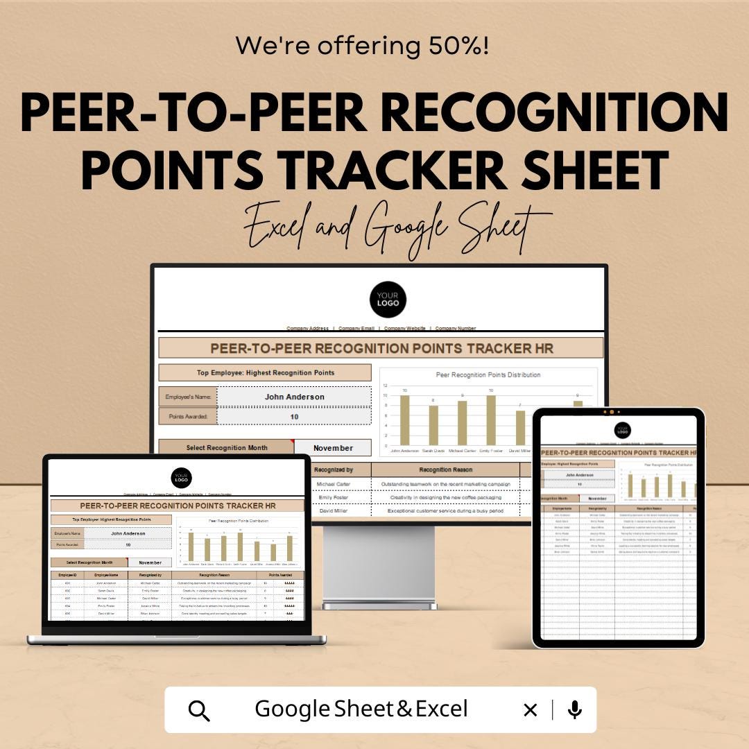 Point Tracker Example Peer-to-peer Recognition Points Tracker HR Sheet | Excel & Google ...