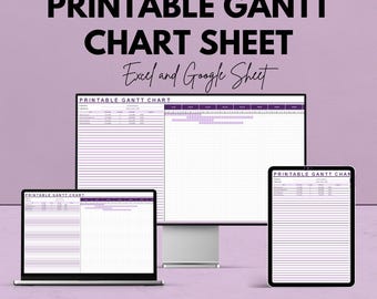 Printable Gantt Chart Sheet - Excel and Google Sheets Project Planner Template - Task Management, Scheduling & Project Tracking Tool