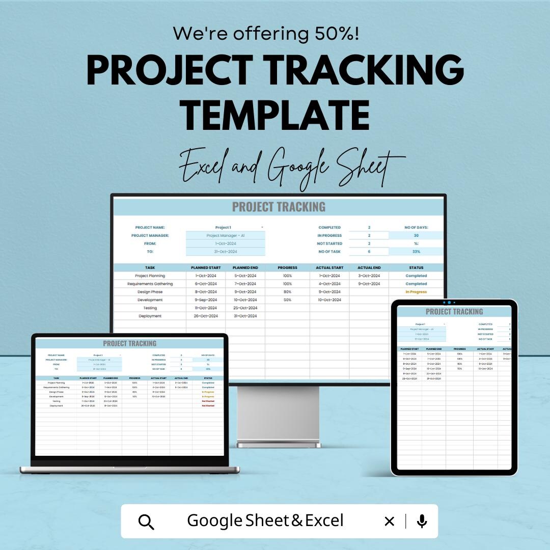 Project Tracking Template | Project Management Spreadsheet | Task ...