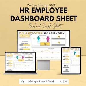 HR Employee Dashboard - Track Employee Performance, Attendance & Progress | Excel and Google Sheet | HR Management Tool