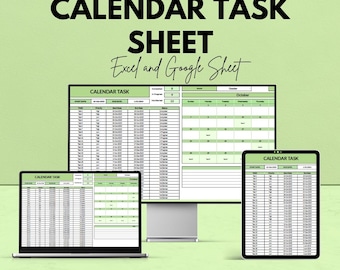 Modèle de feuille de travail de calendrier | Feuille Google et Excel | Gestion facile des tâches | Planification de projet et calendrier | Téléchargement instantané