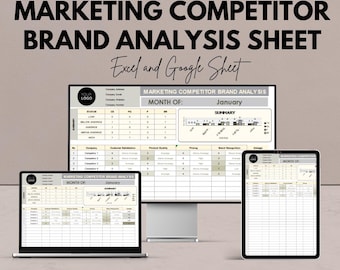 Marketing Competitor Brand Analysis Sheet – Excel & Google Sheets Template for Tracking Competitor Performance and Brand Metrics