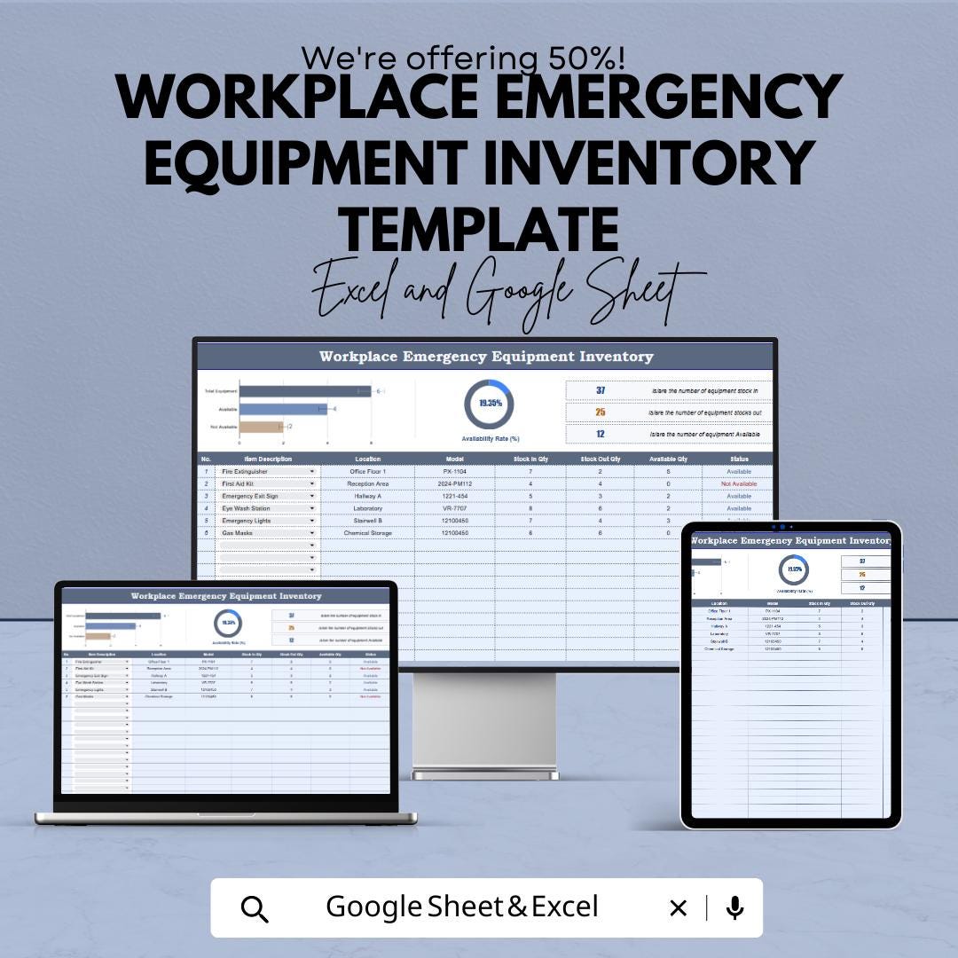 Workplace Emergency Equipment Inventory Template | Safety Equipment ...