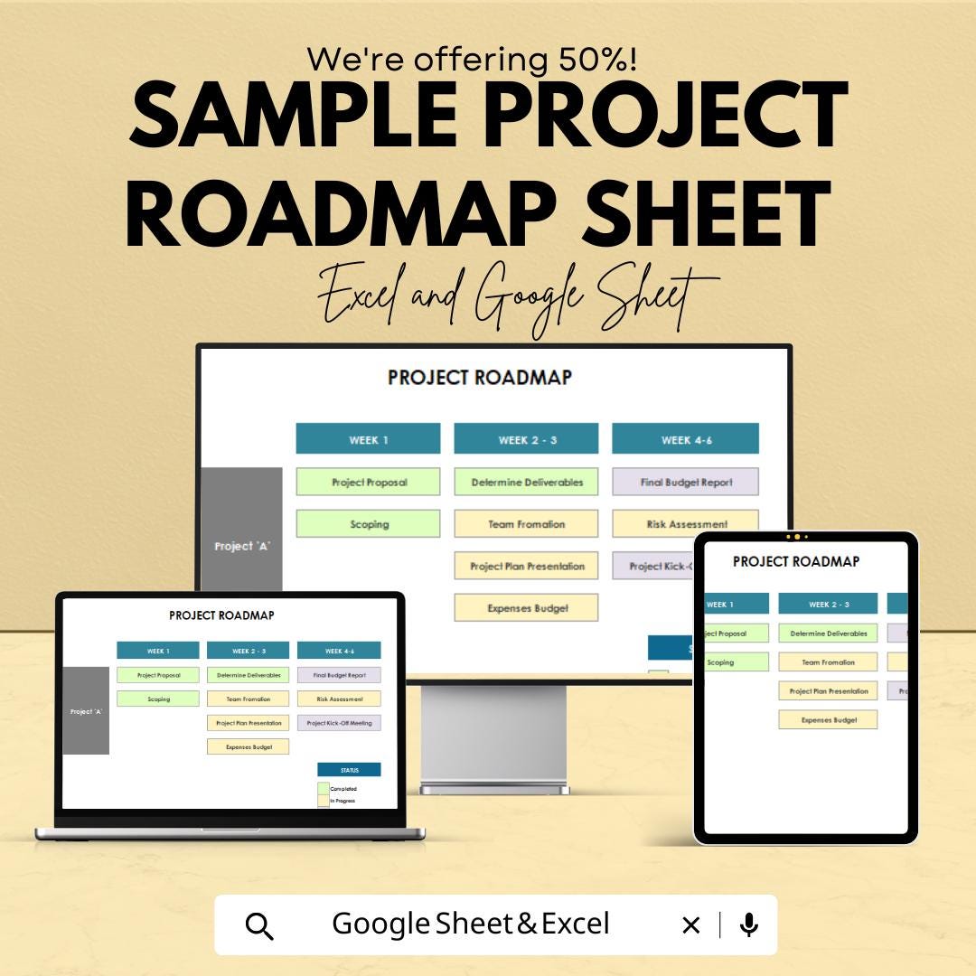 Sample Project Roadmap Sheet | Excel and Google Sheets Template ...