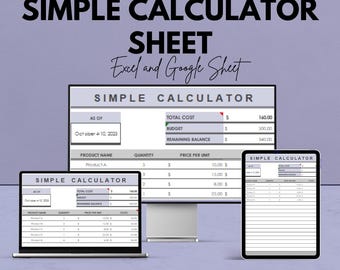 Simple Calculator Sheet | Google Sheets  | Budgeting & Cost Calculation Tool | Easy-to-Use Expense Tracker | Customizable Spreadsheet