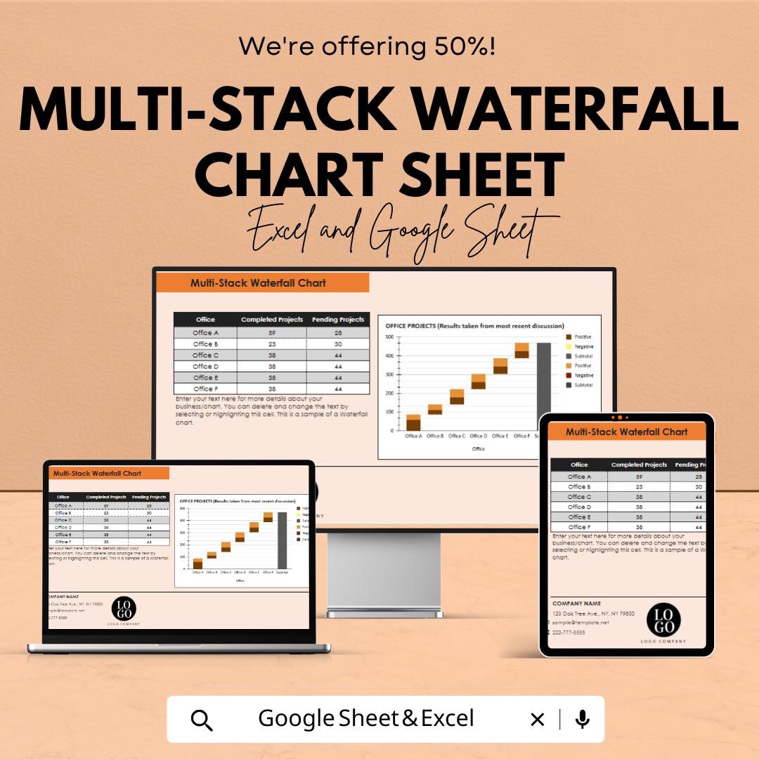 Multi-stack Waterfall Chart Sheet for Excel & Google Sheets - 50% off ...