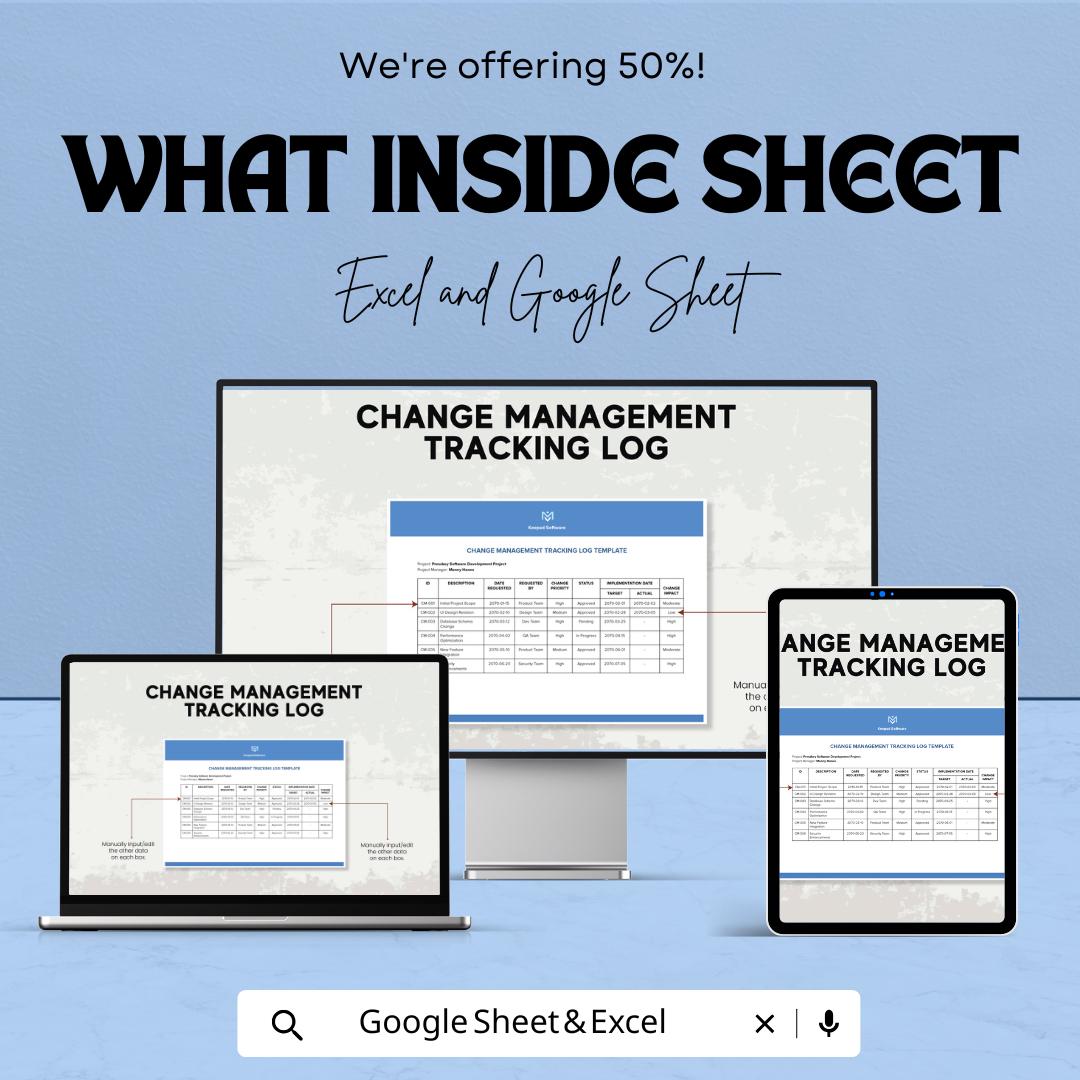 Change Management Tracking Log Sheet - Excel & Google Sheets | Project ...