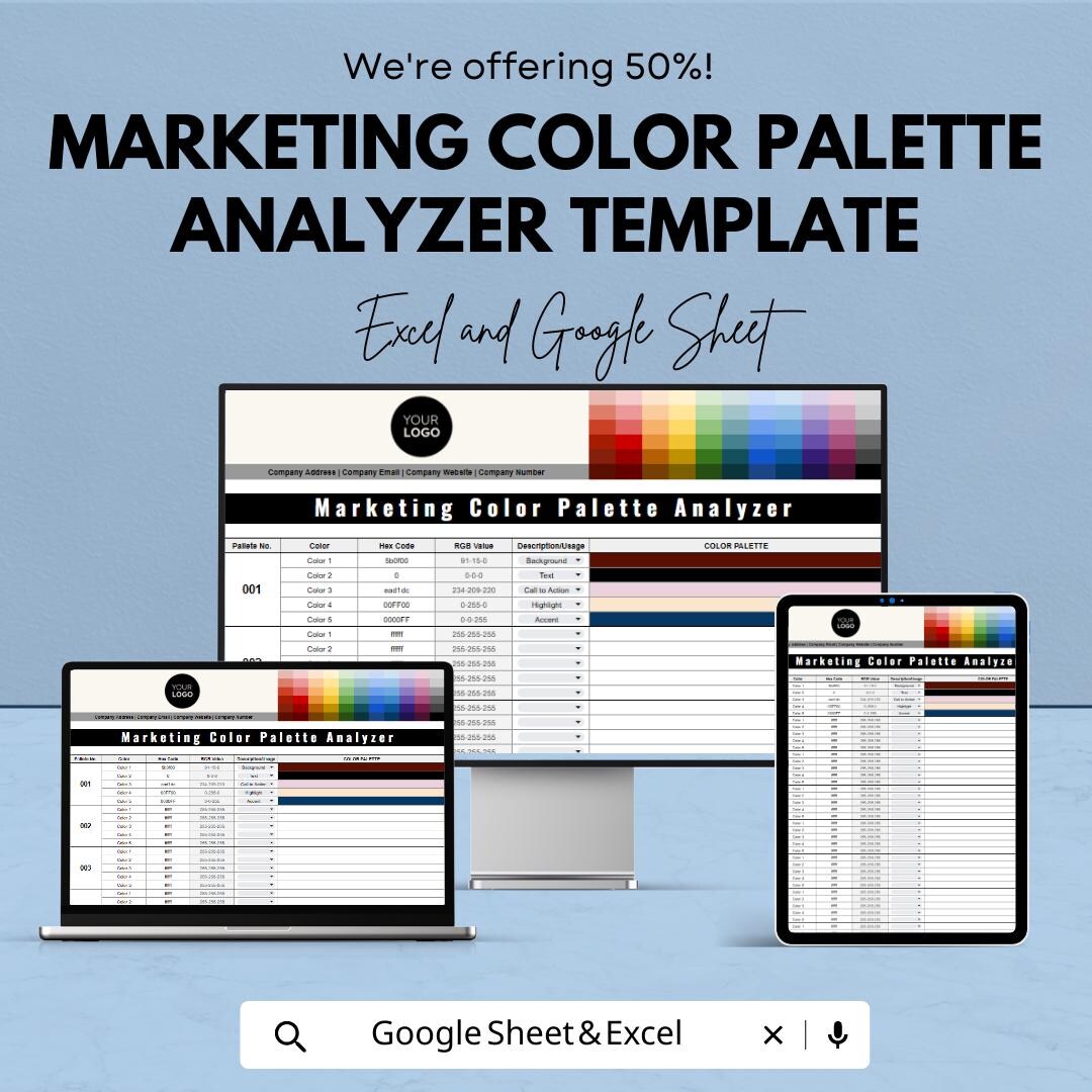 Marketing Color Palette Analyzer Template, Brand Color Tracker, Hex RGB ...