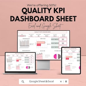 Quality KPI Dashboard Template for Performance Monitoring | Excel & Google Sheets | Track Supplier Quality, Process Efficiency |