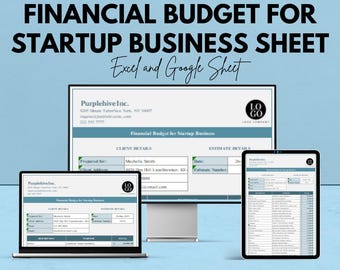 Financial Budget for startup Business Sheet | Excel and Google Sheets Template | Startup Financial Planning & Budgeting Tool