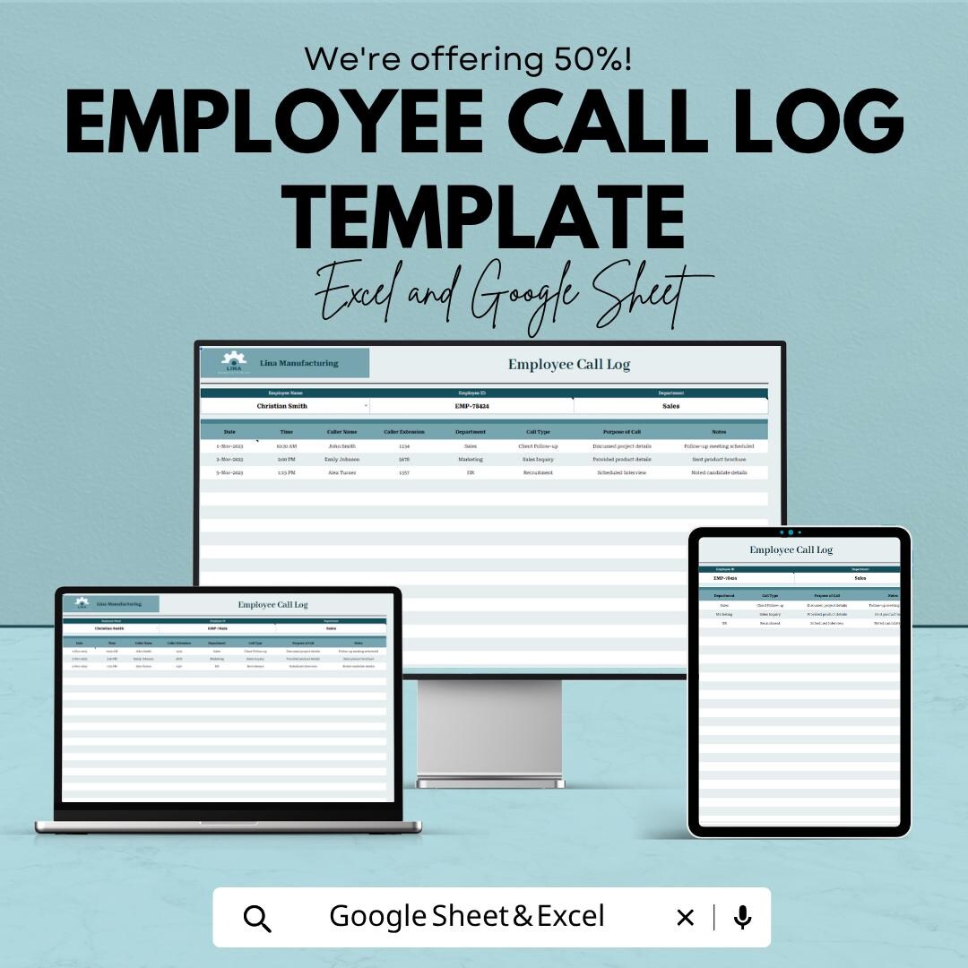Employee Call Log Template | HR Communication Tracker | Staff Call ...