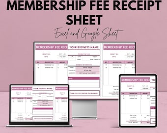 Membership Fee Receipt Template | Google Sheet & Excel | Digital Membership Fee Receipt Tracker | Instant Download