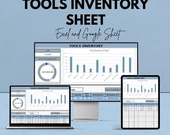 Feuille d'inventaire des outils | Feuille Excel et Google | Feuille de calcul de suivi des outils | Modèle de gestion efficace des outils | Outils de suivi des stocks