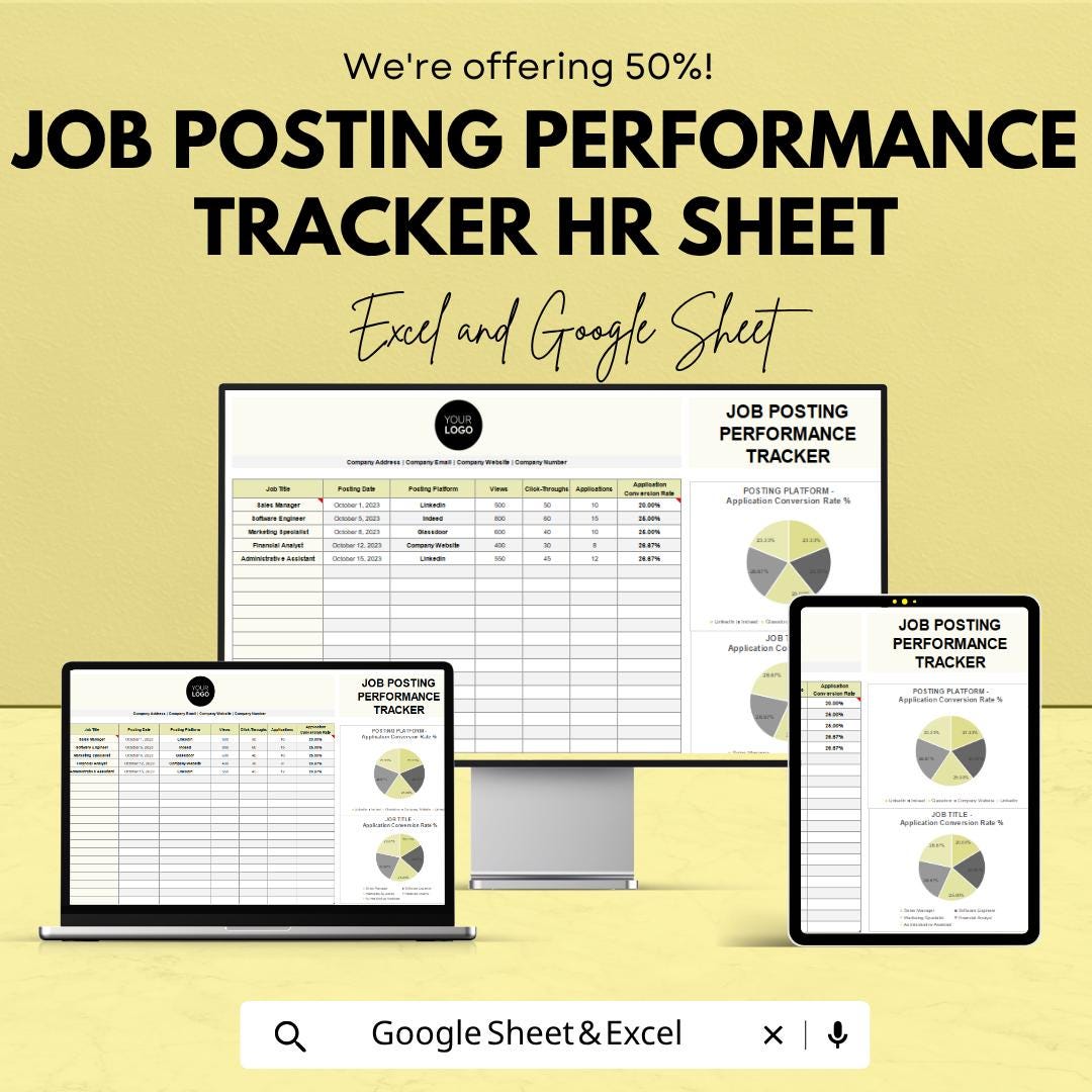 Job Performance Worksheet Job Posting Performance Tracker HR Sheet | Excel & Google Sheets | HR ...
