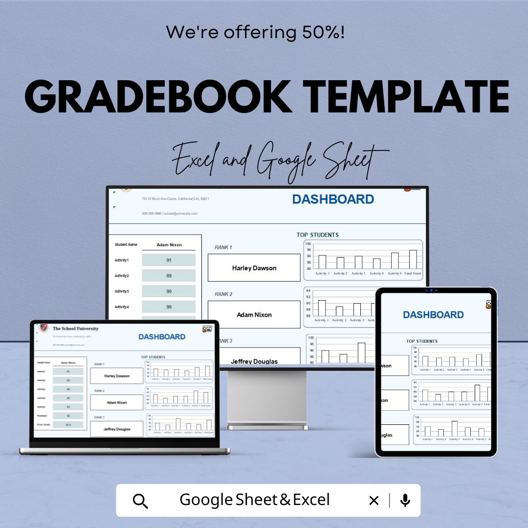 Gradebook Template | Excel and Google Sheets | Teacher Grade Tracker ...