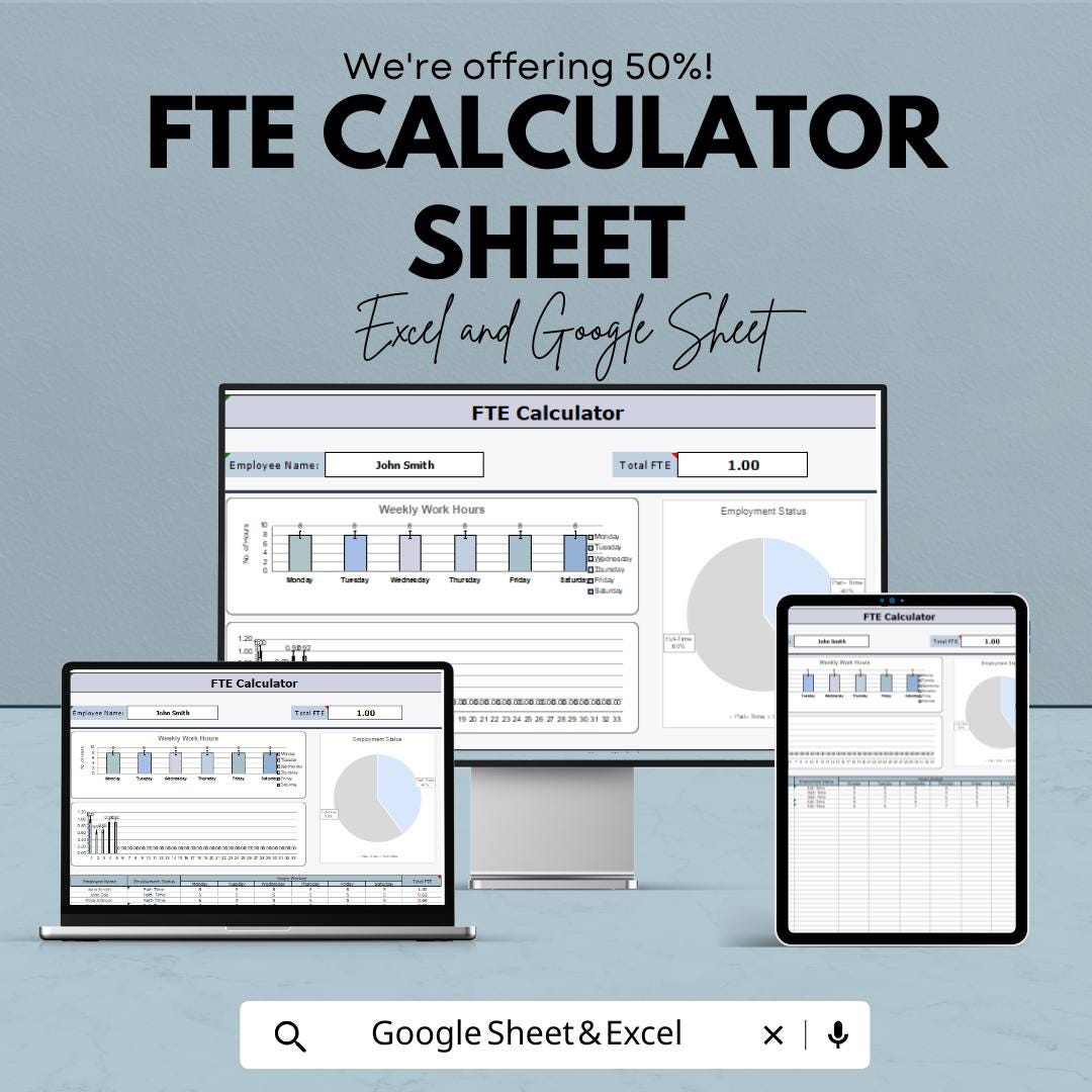FTE Calculator Sheet – Excel and Google Sheets Template for Workforce ...