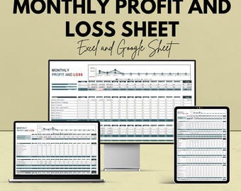 Monthly Profit and Loss Sheet - Excel & Google Sheets | Expense Tracker | Income Statement Template | Financial Management Tool | 50% OFF