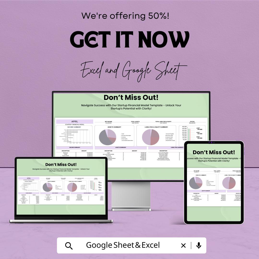 Startup Financial Model Template for Excel and Google Sheets | Budget ...