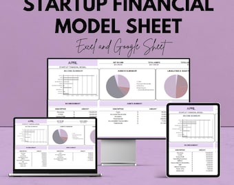 Startup Financial Model Template for Excel and Google Sheets | Budget Planning, Cash Flow, Financial Projection, Business Plan Template |