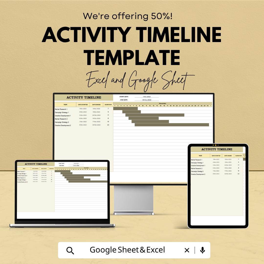 Activity Timeline Template | Project Timeline Spreadsheet | Excel ...