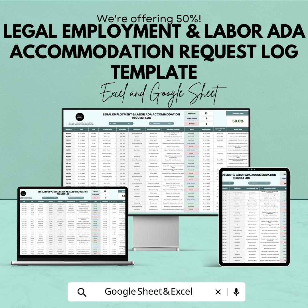 ADA Accommodation Tracker, Employee Accommodation Request Log, HR ...