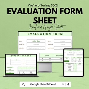 Utvärderingsformulär - Anpassningsbar Excel- och Google Sheet-mall för prestationsbedömning