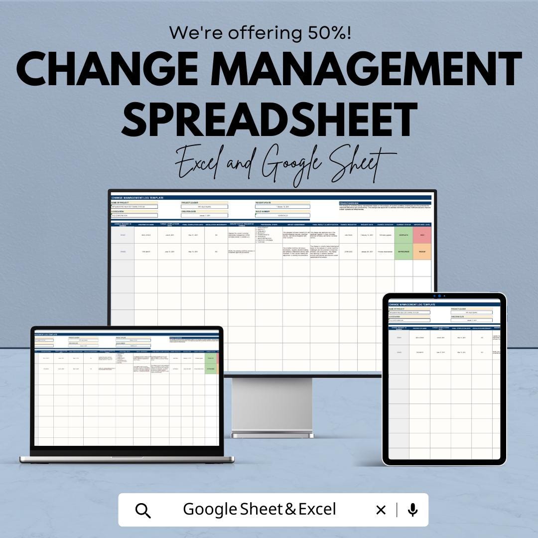 Change management spreadsheet template | project change log tracker ...