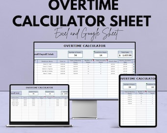Overtime Calculator Sheet | Excel & Google Sheet Template | Payroll Management Tool | Time Tracker | Employee Overtime Tracker