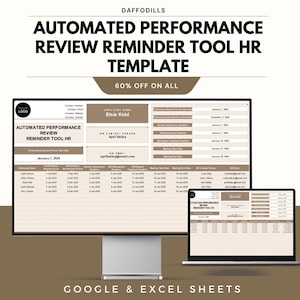 Automated Performance Review Reminder Tool HR Template | Performance Review Tracker | HR Reminder System | Google Sheets HR
