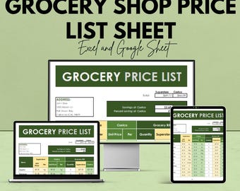 Liste des prix de l'épicerie | Feuilles Excel et Google | Tarification des produits, modèle de gestion des stocks
