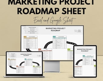 Foglio di pianificazione del progetto di marketing / Modello Excel e Fogli Google / Pianificazione della campagna, definizione degli obiettivi, monitoraggio delle tappe fondamentali / Sconto del 50%