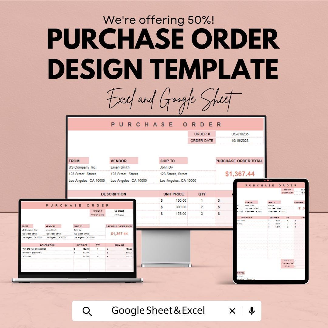 Purchase Order Design Template | Editable Purchase Order Form ...