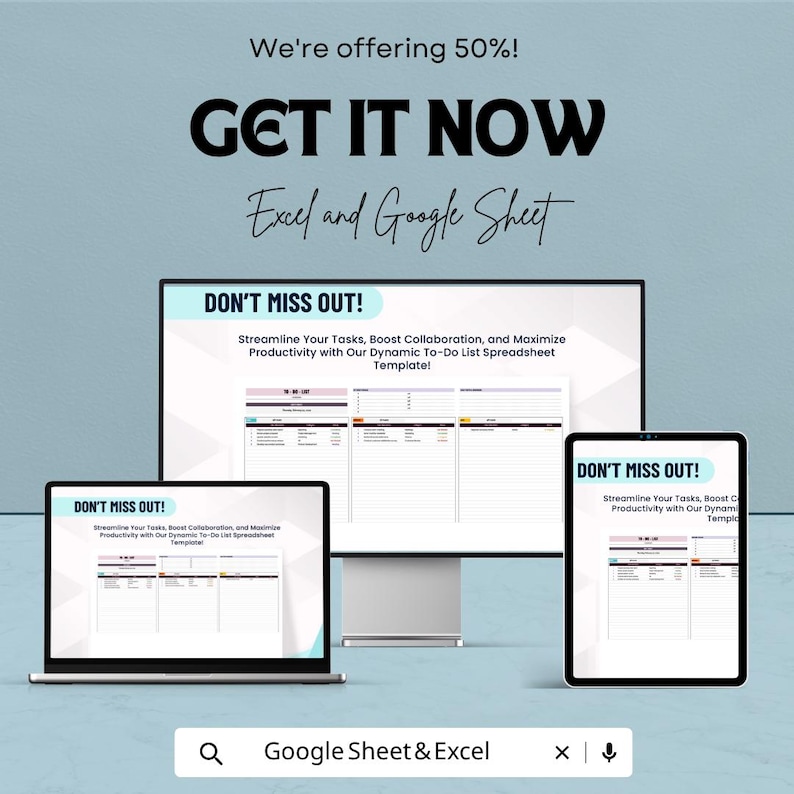 To Do List Spreadsheet Template | Daily Task Planner | Productivity ...