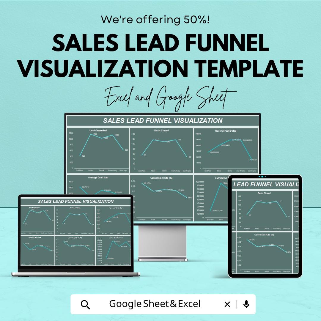 Sales Lead Funnel Visualization Template | Excel & Google Sheets ...