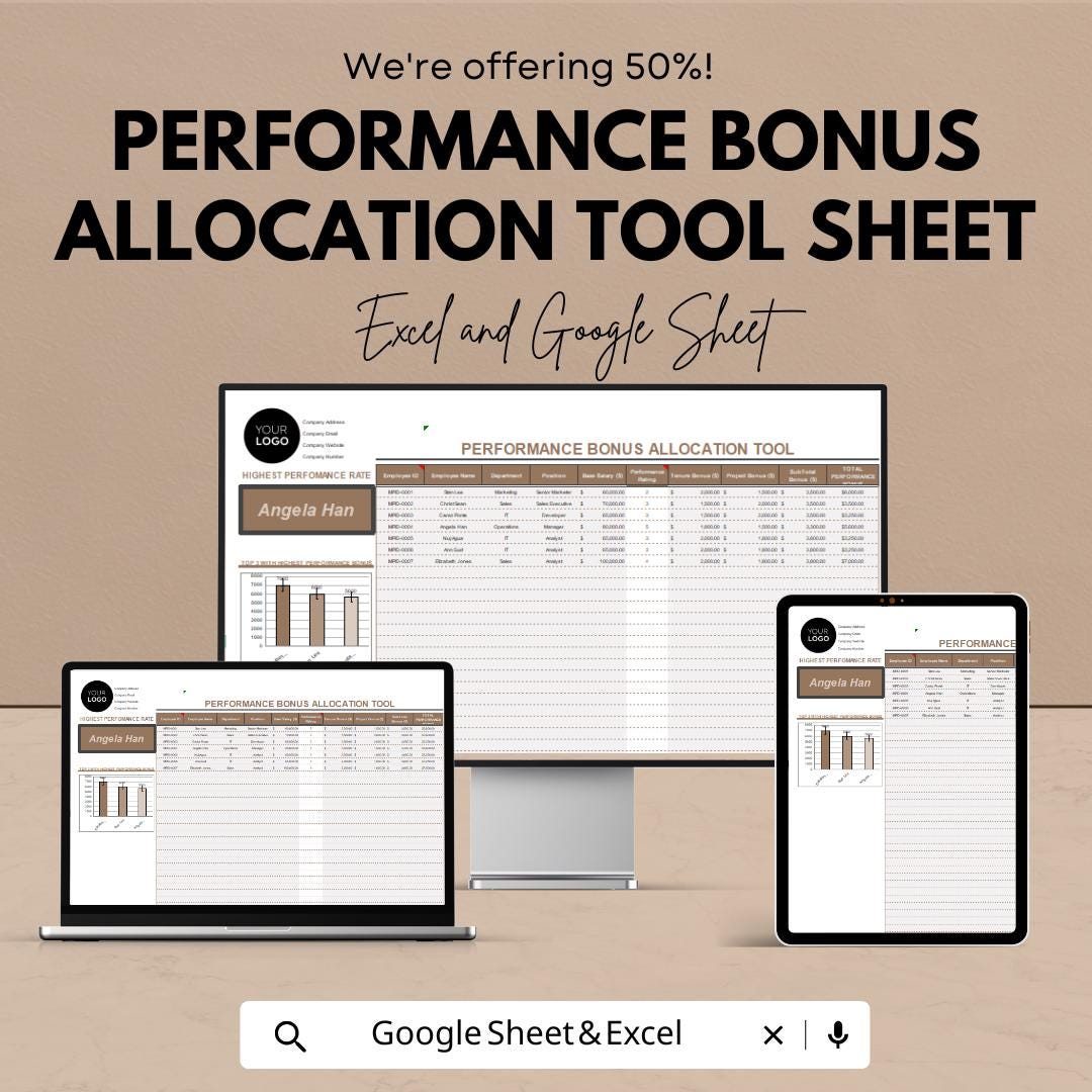 Performance Bonus Allocation Tool | Google Sheets | HR Bonus ...