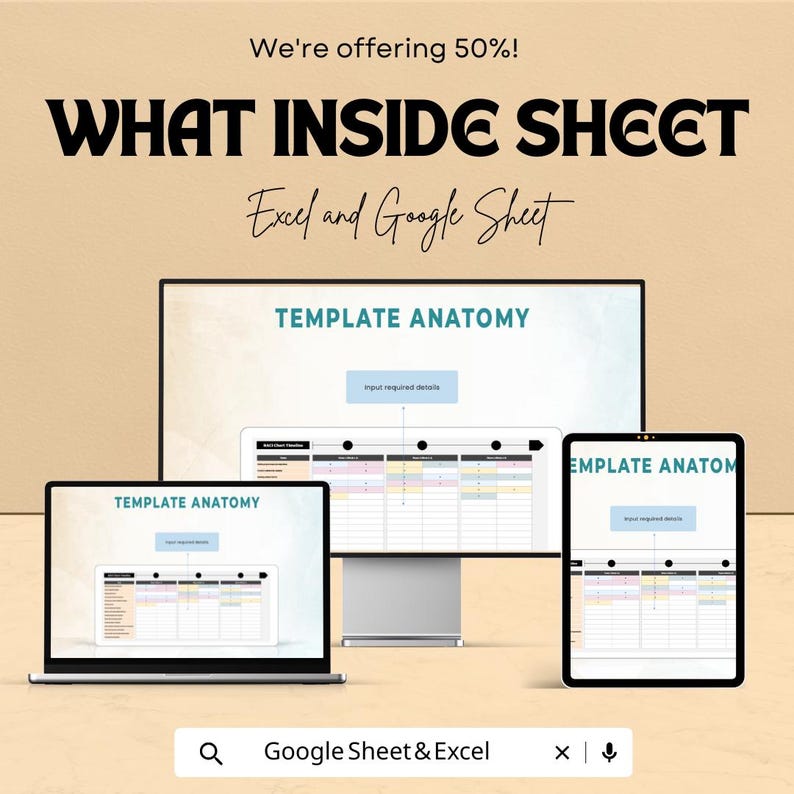 RACI Chart Timeline Sheet | Excel and Google Sheets Template | Project ...