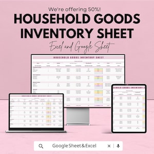 Household Goods Inventory Sheet - Track Your Belongings for Asset Protection, Disaster Preparedness, and Insurance Purposes - Google Sheet